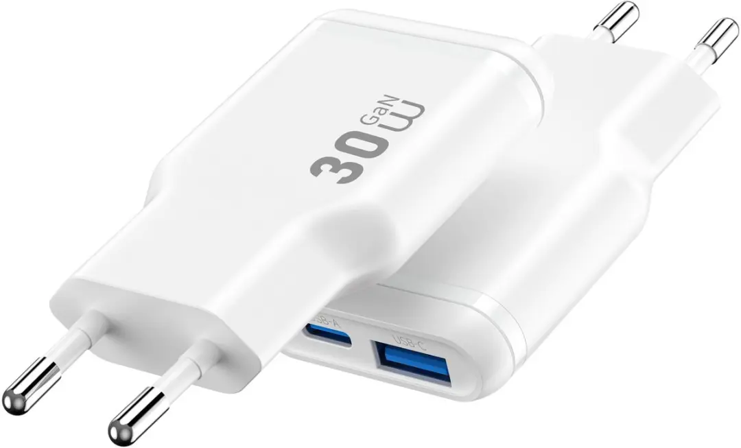 WiWu Essen Slim 30W USB-C Oplader - 2x USB-C - 30W - Wit