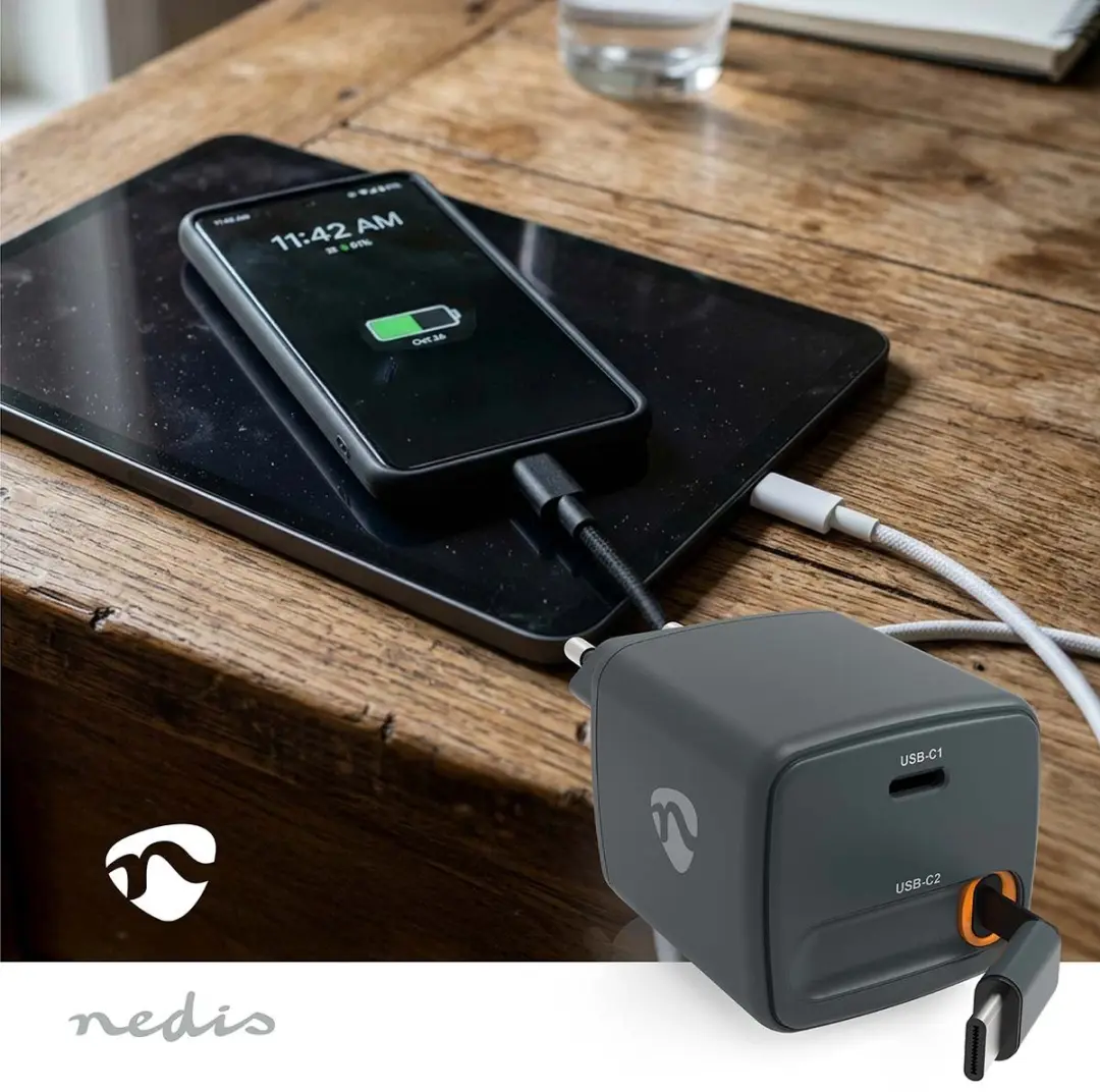 Nedis 65W GaN Oplader USB-C WCHARC65WBK - Zwart