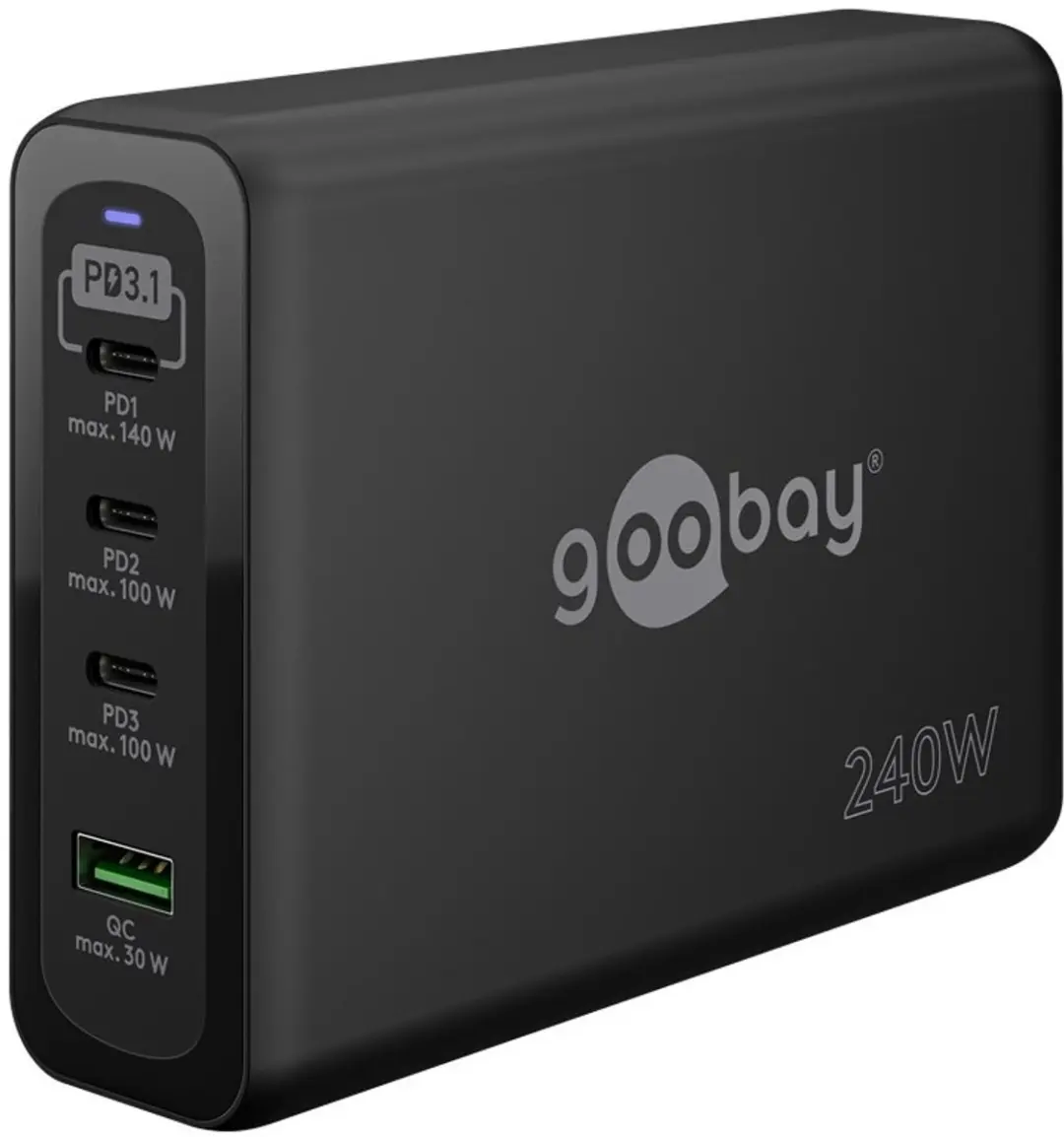 Goobay USB-C PD GaN Multipoort Snellader 240W