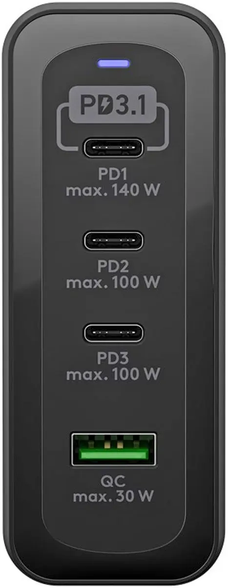 Goobay USB-C PD GaN Multipoort Snellader 240W - Zwart