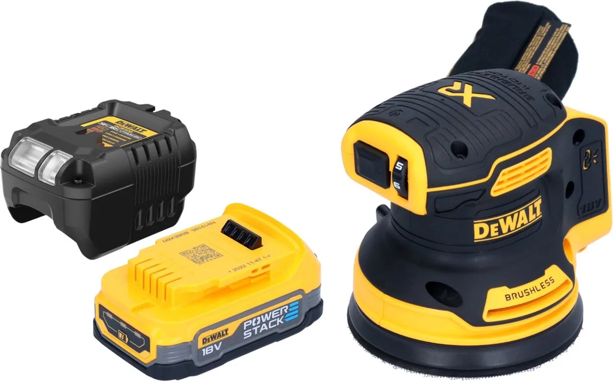 DeWalt DCW210 E1 Excentrische Schuurmachine 125mm - 18V - 2x Powerstack 1,7Ah - afbeelding 3 van 6