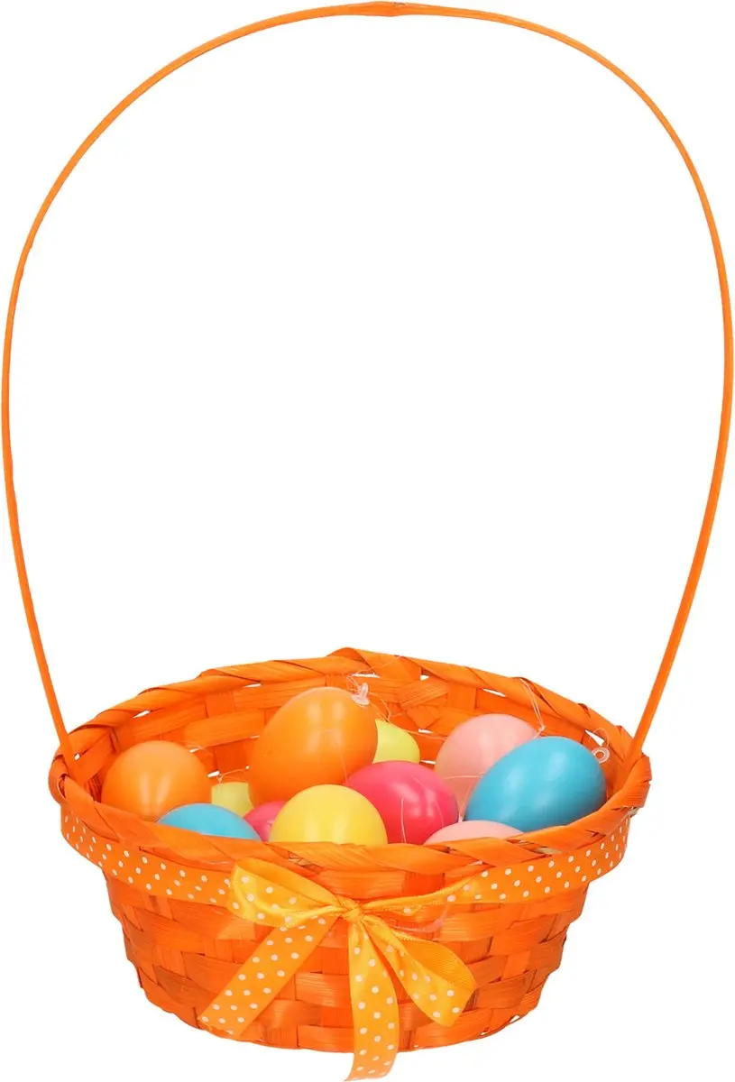 Excellent Houseware Rieten Mandje Oranje 21x39cm