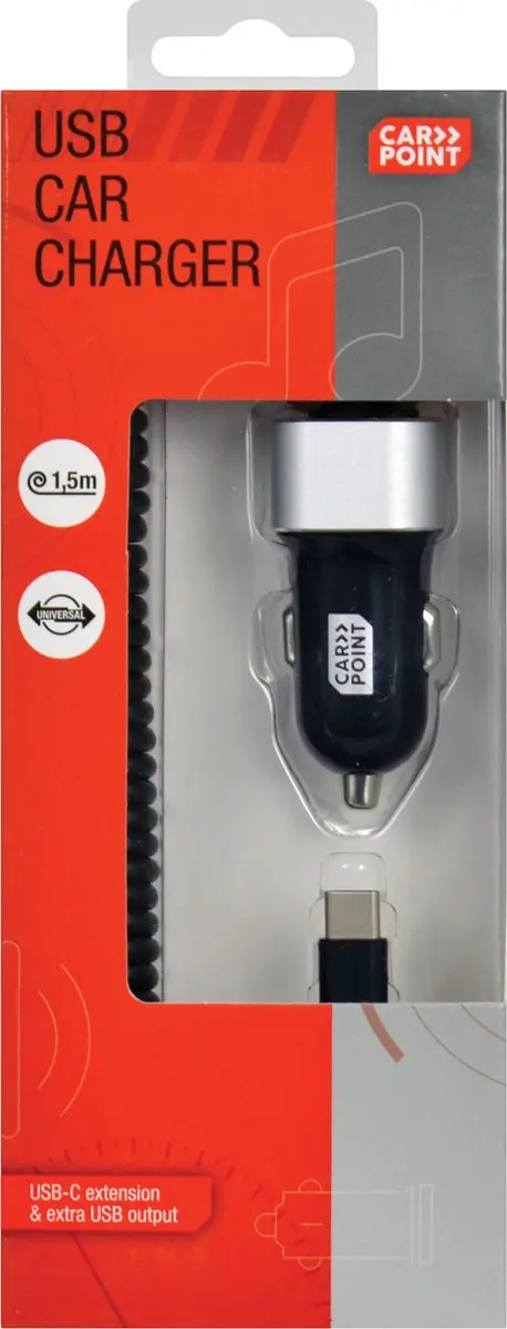Carpoint Autolader USB 12/24V 3A - 2x USB - Zwart
