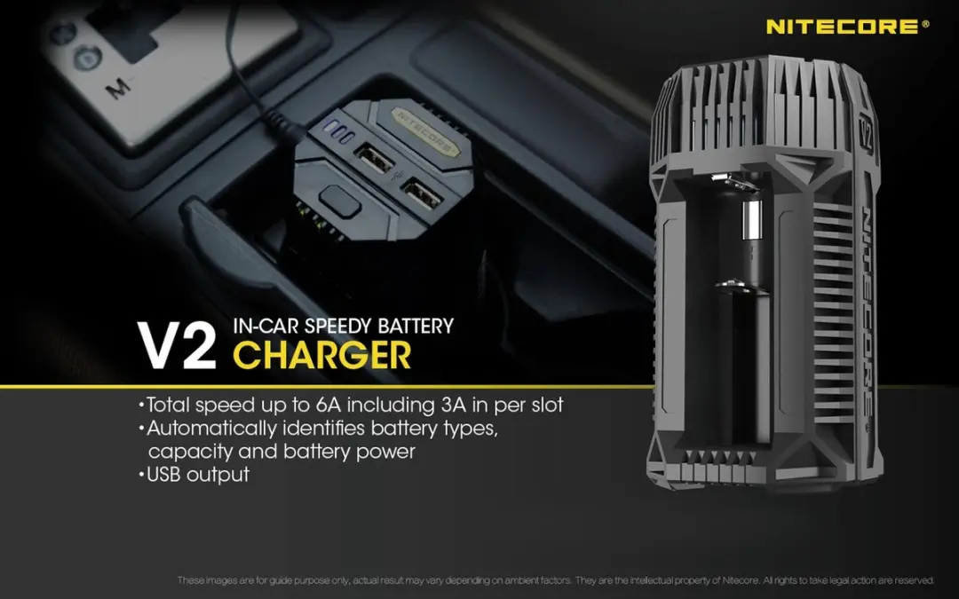 Nitecore V2 Auto Oplader - 3.5W - Zwart