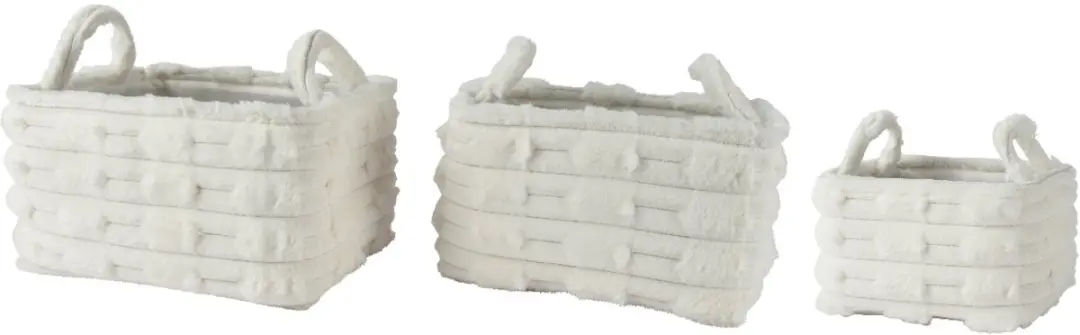 Decoris Opbergmanden Set 3 Stuks - Wit - Polyester