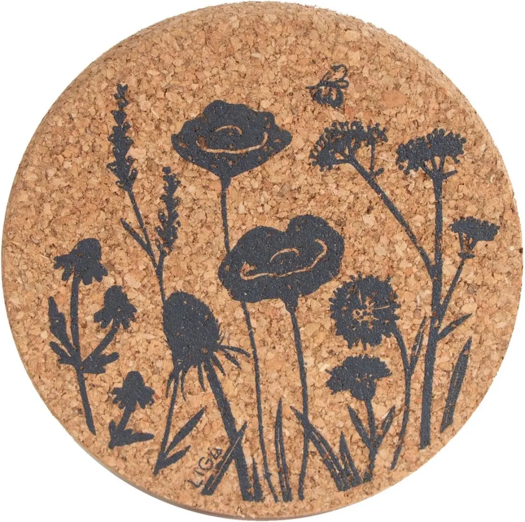 Liga Kurk Onderzetter Wilde Bloemen Set - 4 Stuks