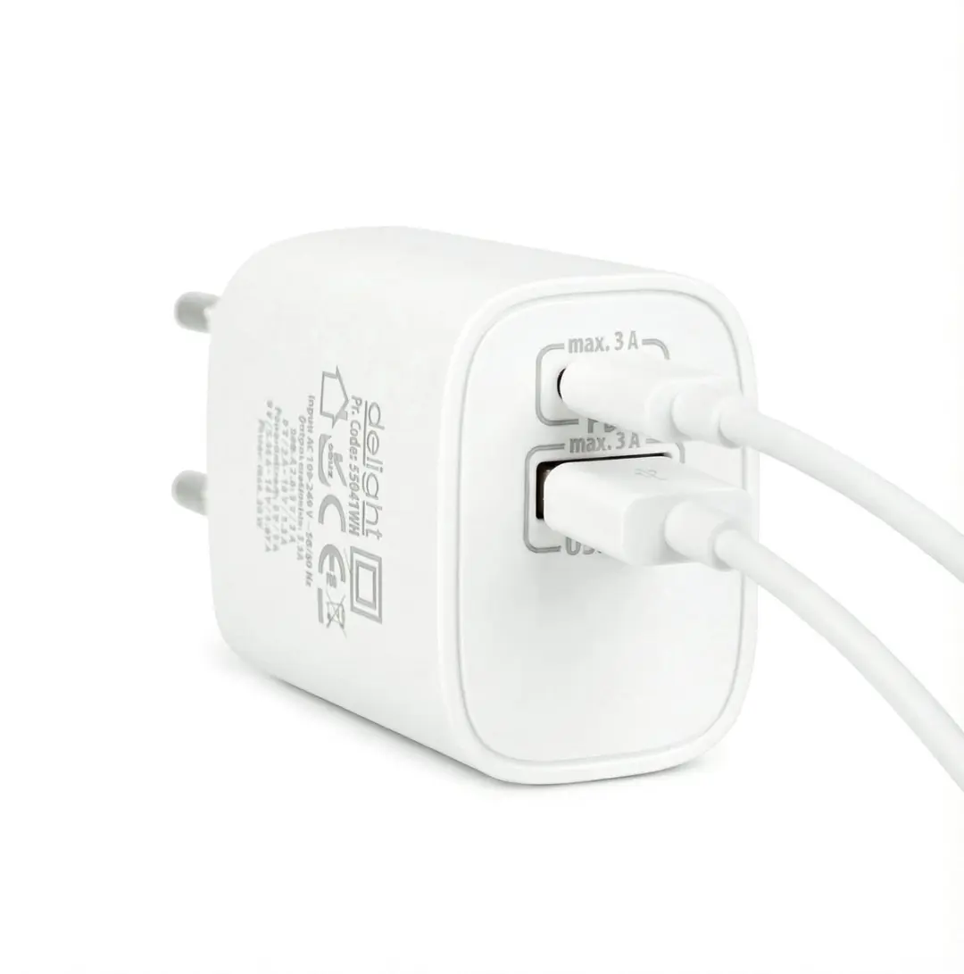 Delight Oplaadblok 20W USB-A + USB-C PD - Wit