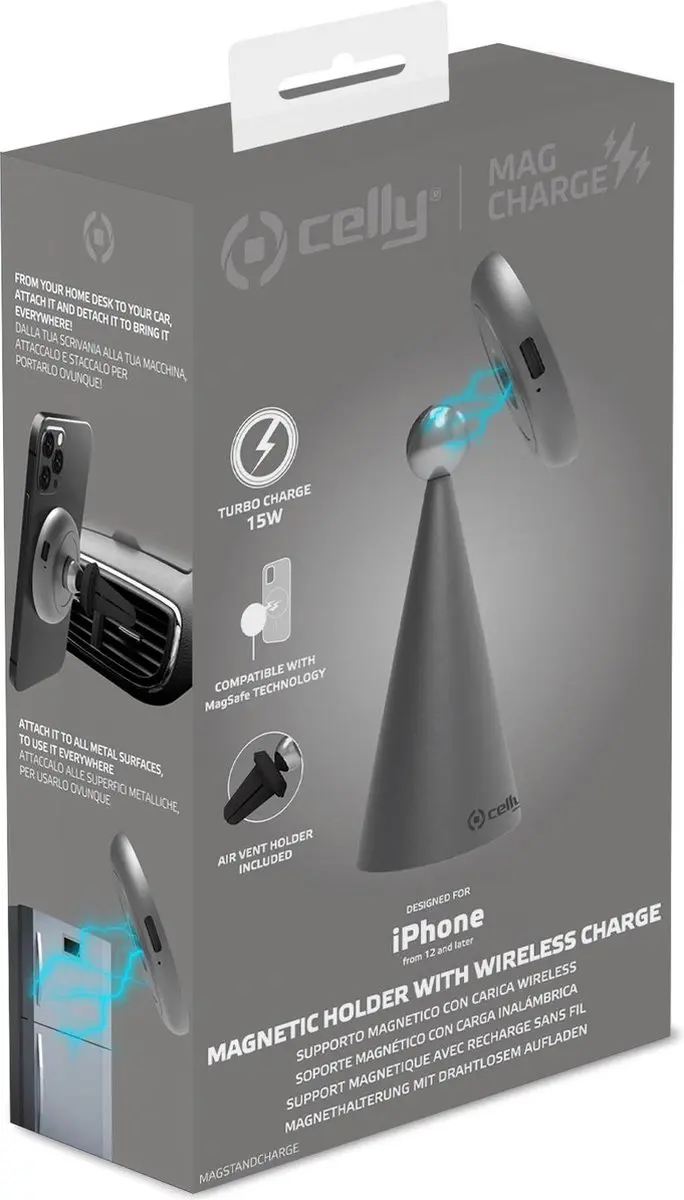 Celly MagStand Draadloze Oplader 20W - iPhone/Wit