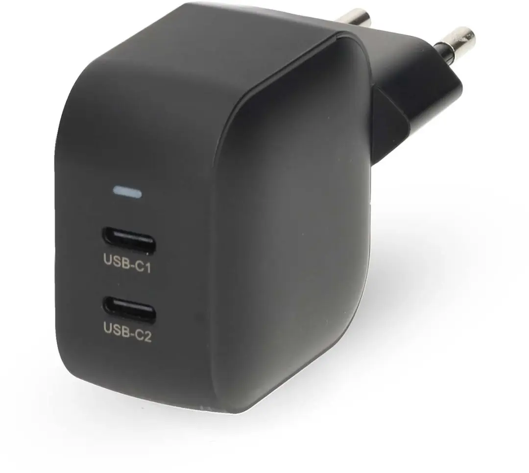 Nedis WGCHA45WBK Oplader 45W GaN - 2x USB-C - Zwart