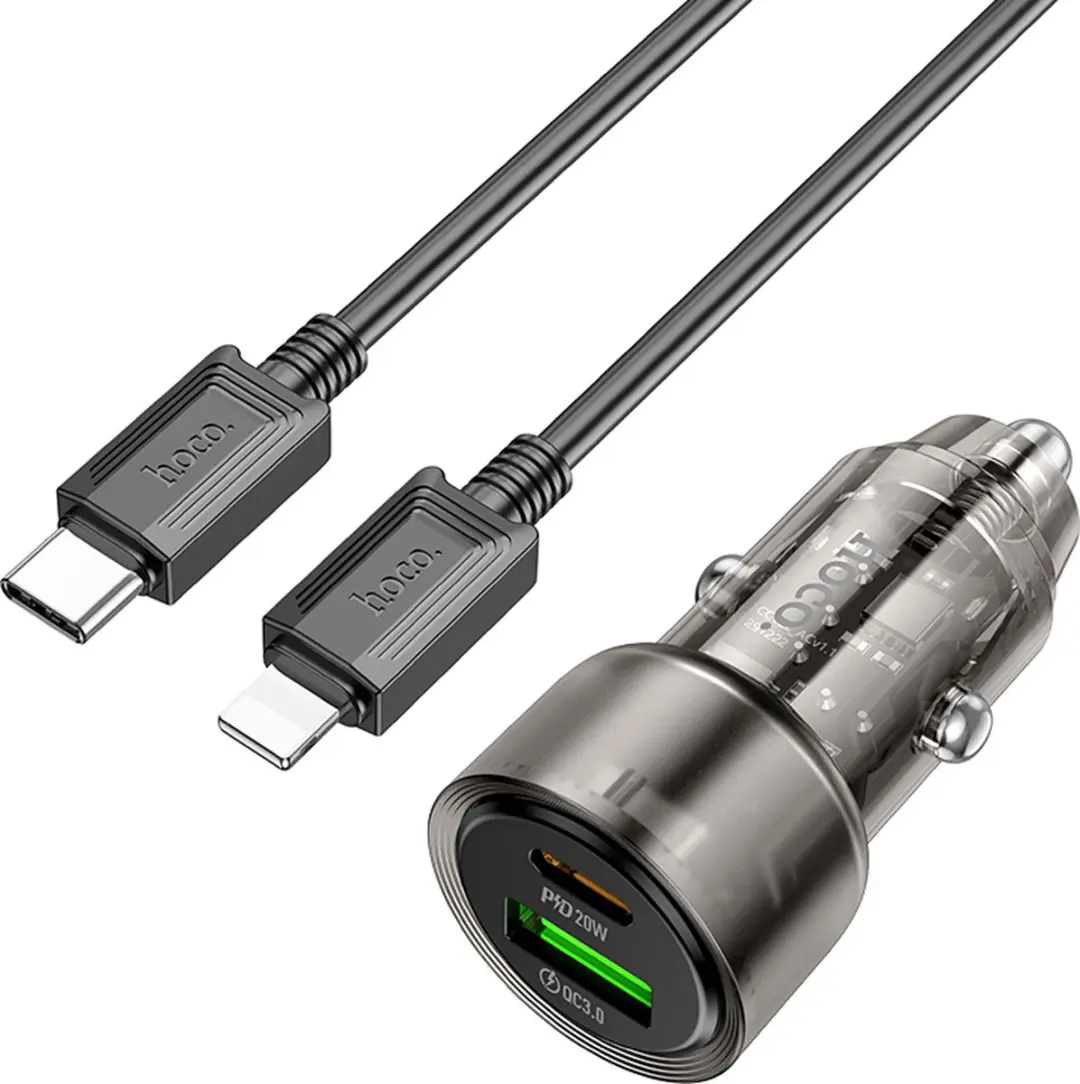 Hoco Z52 Autolader USB-C naar Lightning 38W