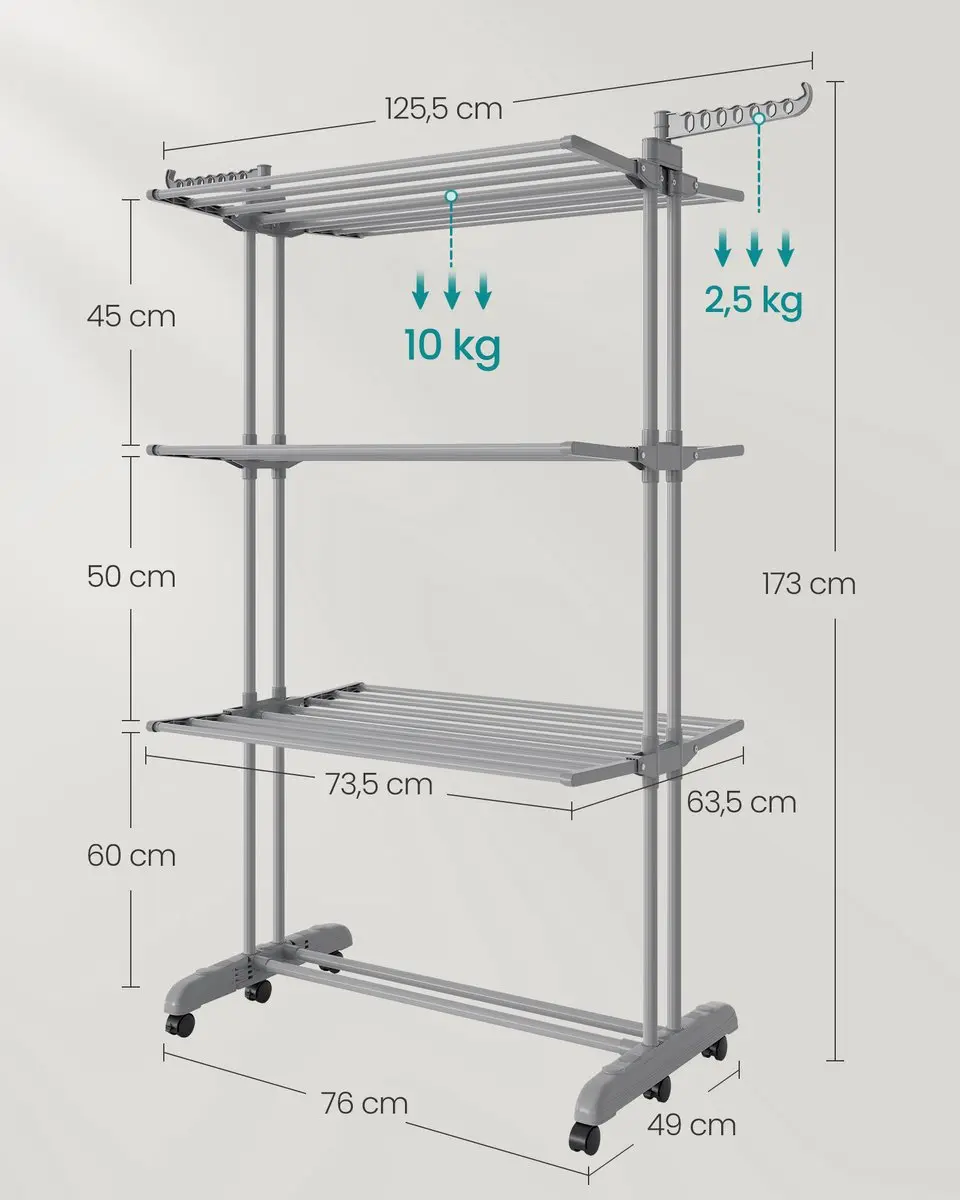Songmics LLR703G01 Wasrek 4 lagen