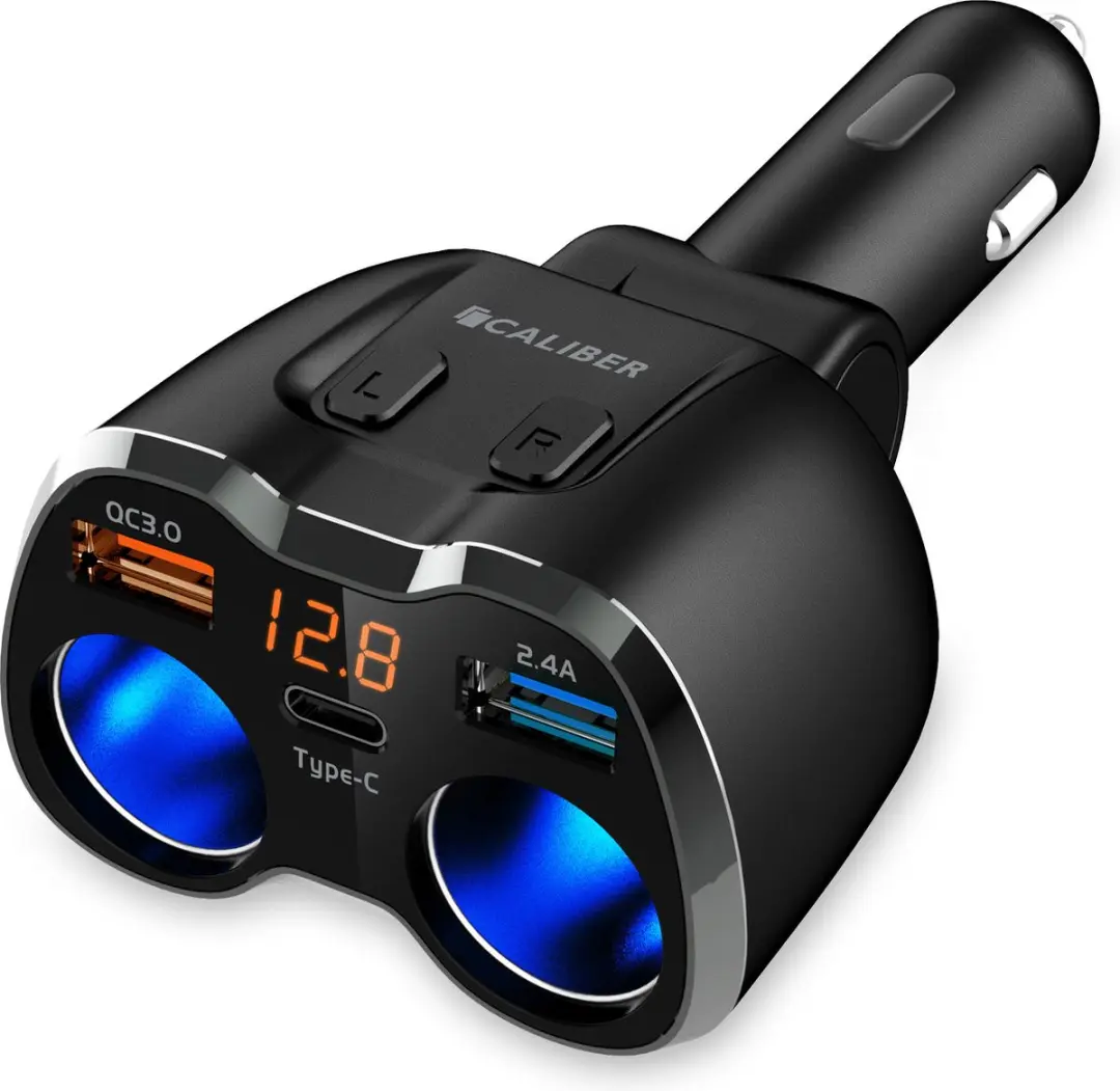 Caliber PS23 Autolader Sigarettenaansteker - 2x USB 1x USB-C 12/24V - iPhone Lightning Kabel