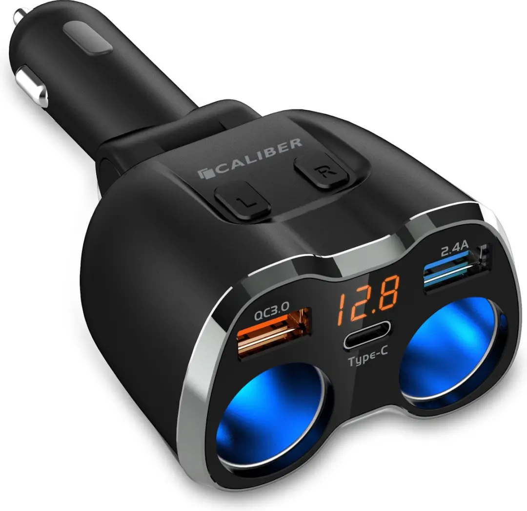 Caliber PS23 Autolader Sigarettenaansteker - 2x USB 1x USB-C 12/24V - iPhone Lightning Kabel