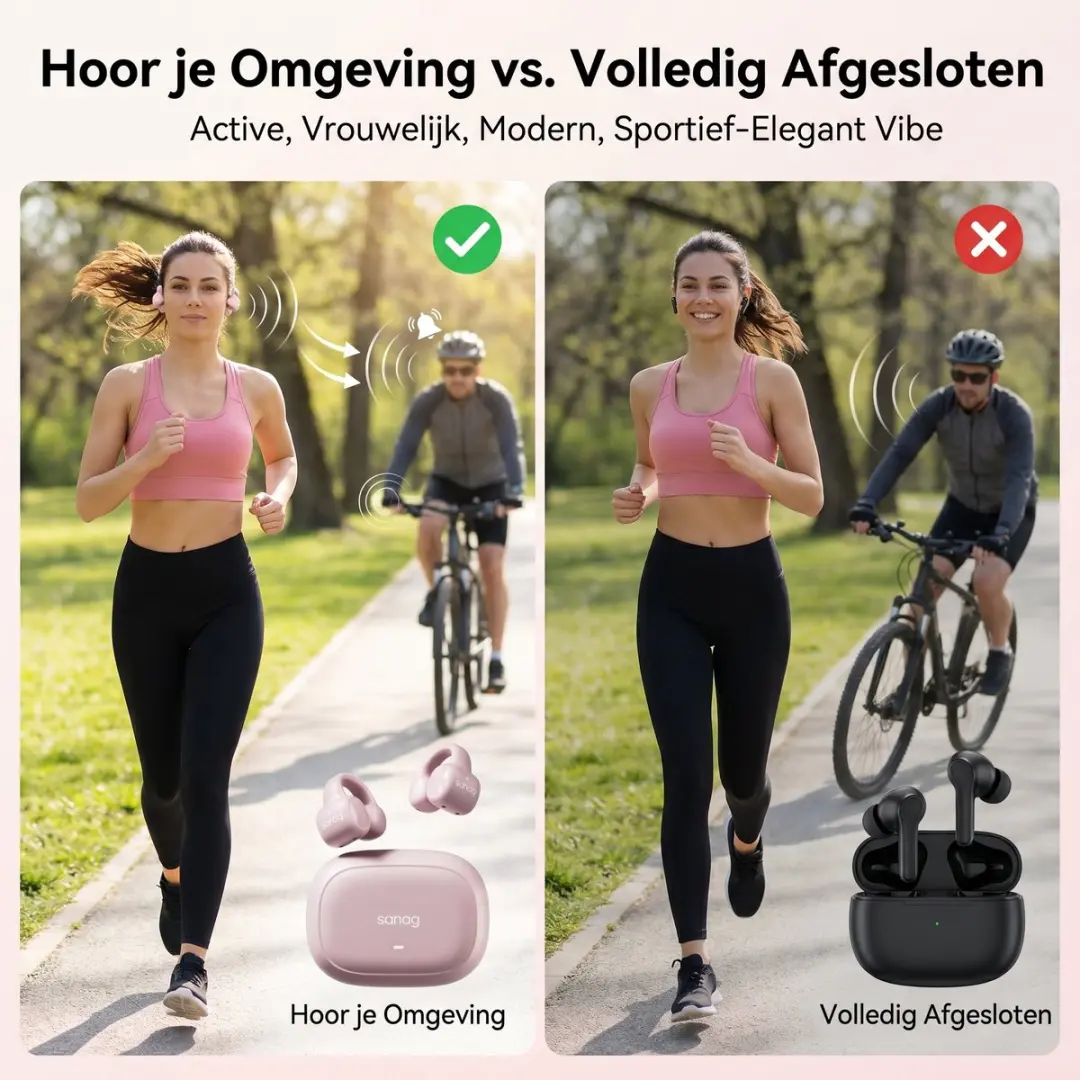 ECTEATOY Sanag S3S Open Draadloze Oordopjes - 24 uur - Roze - afbeelding 4 van 6