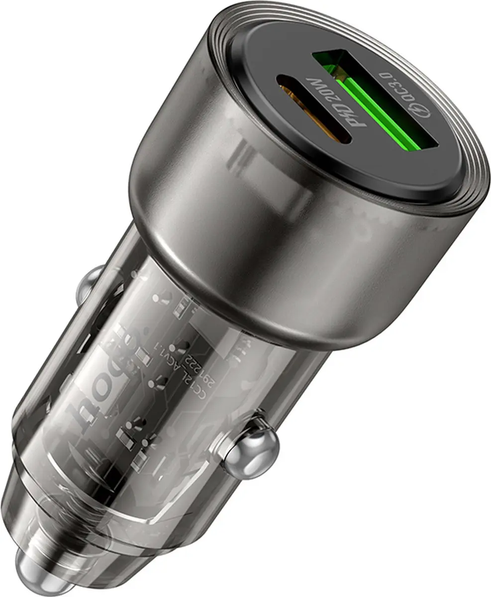Hoco Z52 Autolader 38W - USB-C & USB-A - PD20W & QC3.0 - Zwart