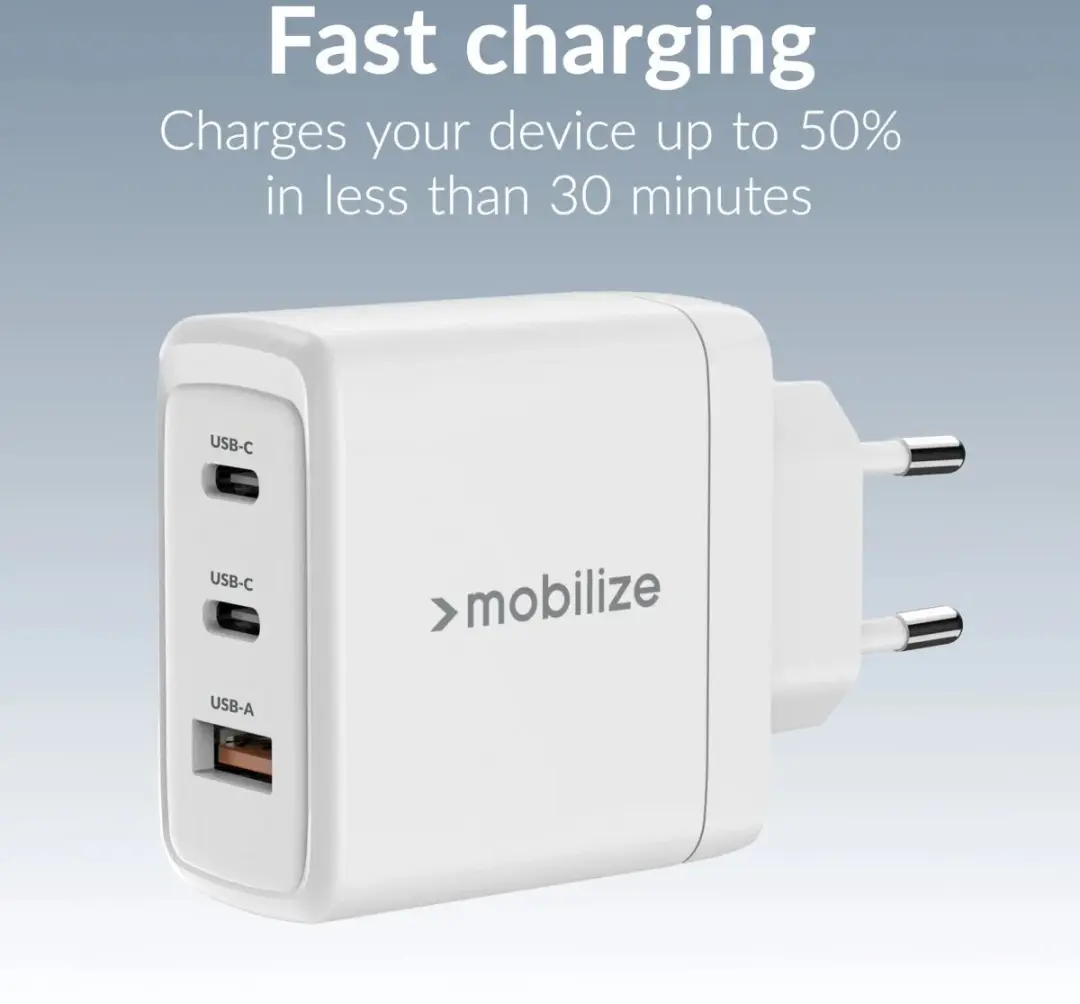 Mobilize MOBWC016 USB Oplader 65W - 3x USB - Wit