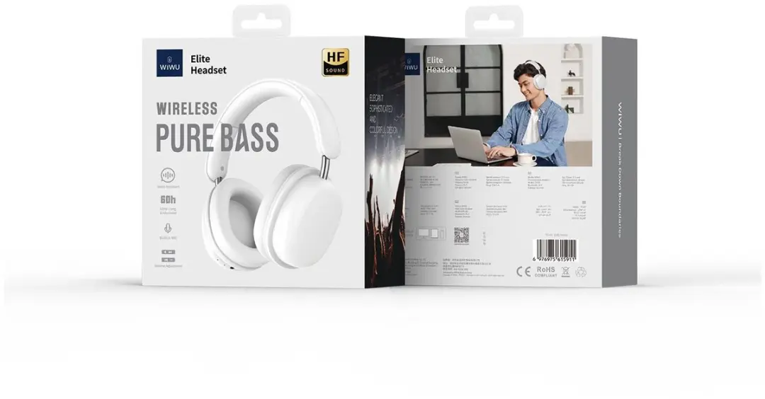 WiWu Elite 14404 Over-Ear Koptelefoon - Bluetooth 5.3 - 60 Uur - Wit