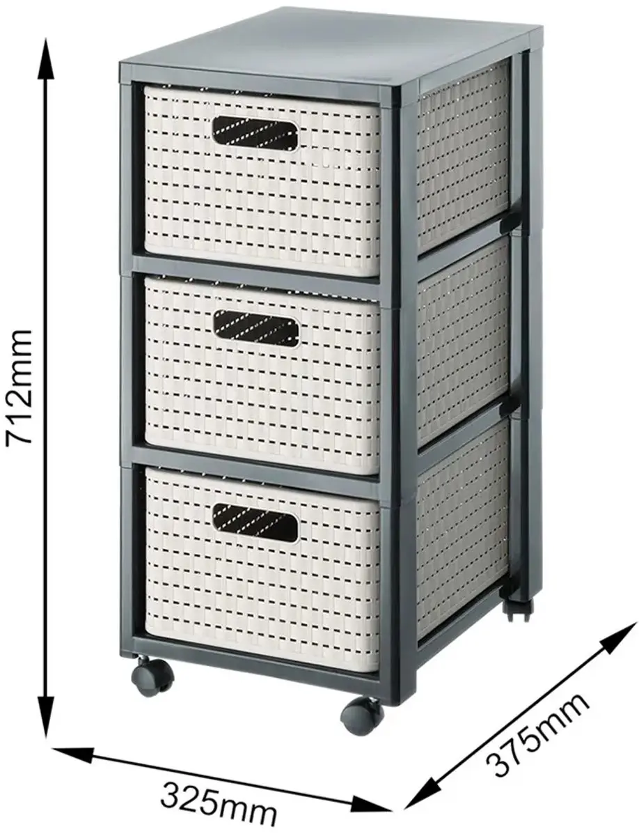Rotho Country Boekenkast 3 Lades - 18L - Cappuccino/Antraciet