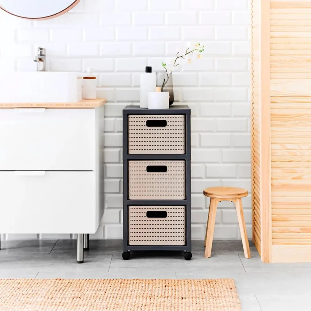 Rotho Country Boekenkast 3 Lades - 18L - Cappuccino/Antraciet