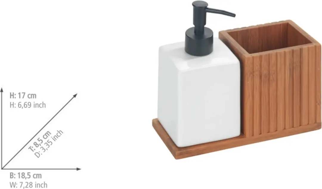 Wenko Afwasmiddel Dispenser met Borstelhouder 500ml - Hout