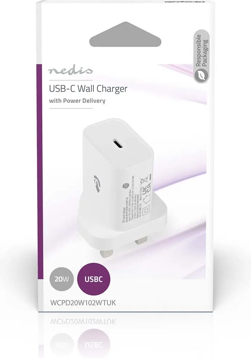 Nedis WCPD20W102WTUK Oplader 20W USB-C - Wit