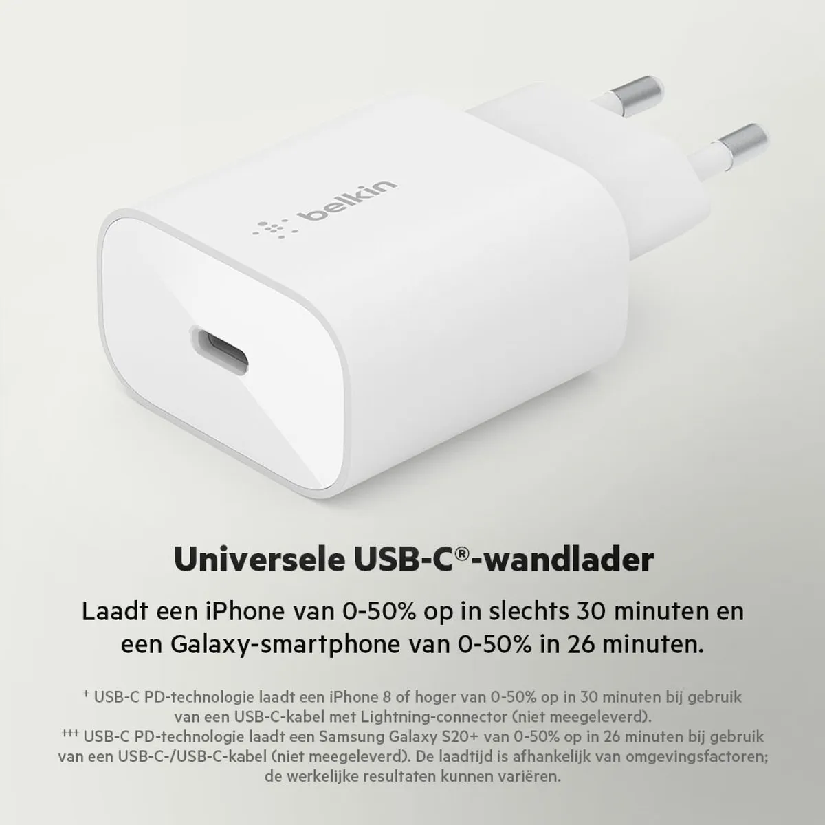 Belkin 25W USB-C Snellader WCA004vf1MWH - Wit