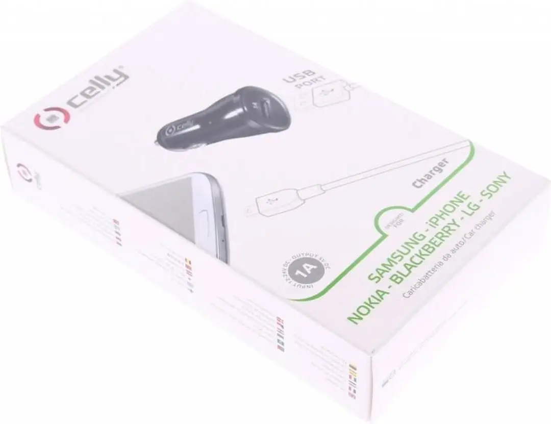 Celly Autolader USB 1 Poort - Zwart