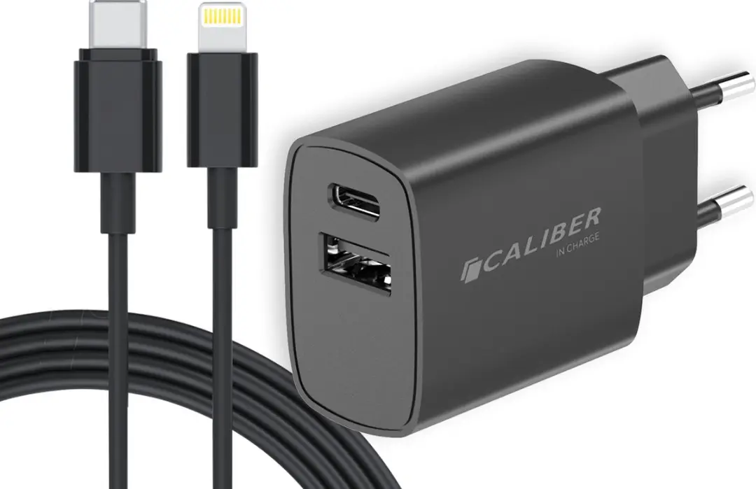 Caliber PSPQ-20CLB USB-C Adapter - 20W - 2x USB-C - Zwart