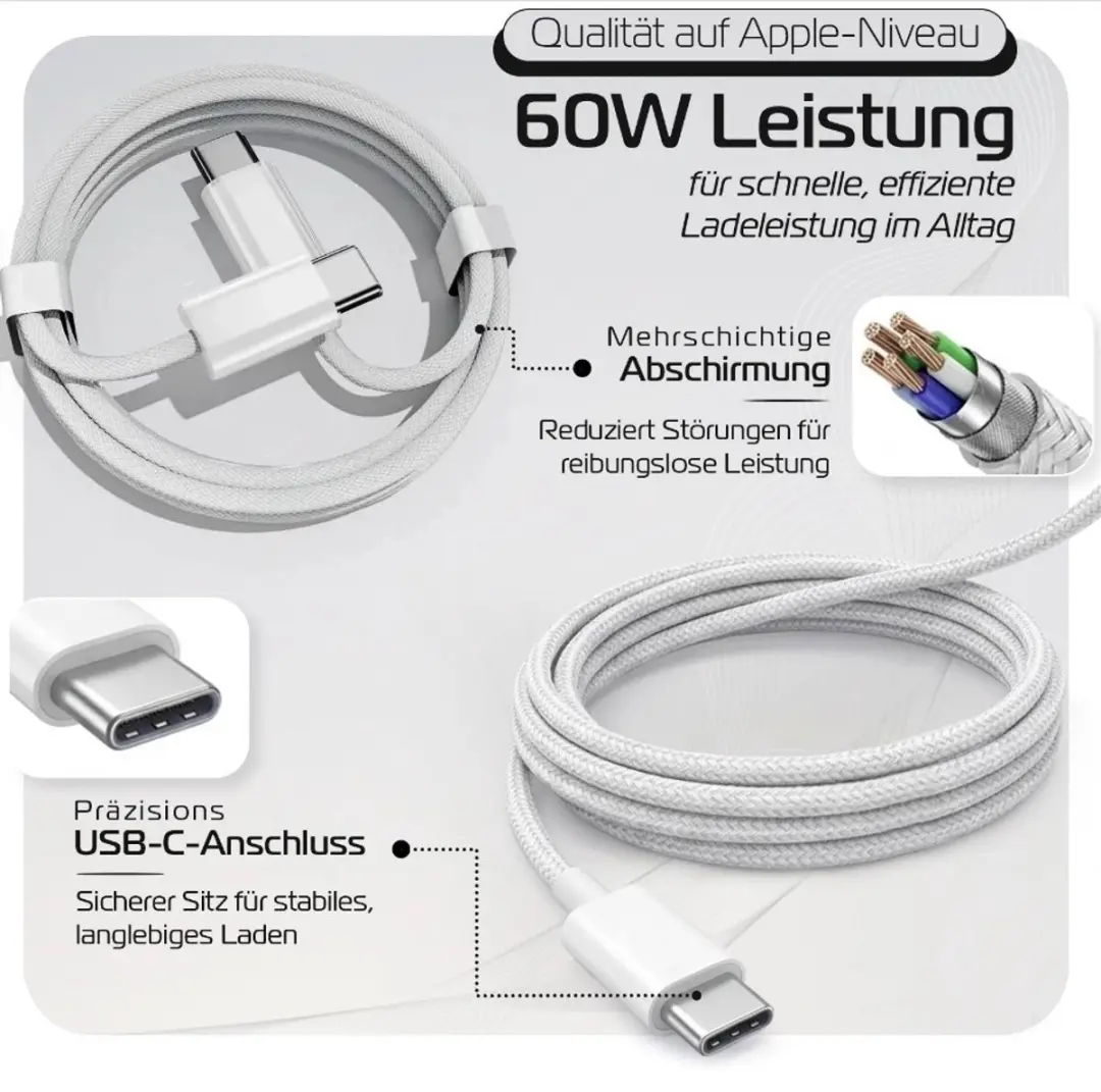 Apple 20W USB-C Adapter + 60W Kabel 1m - Wit