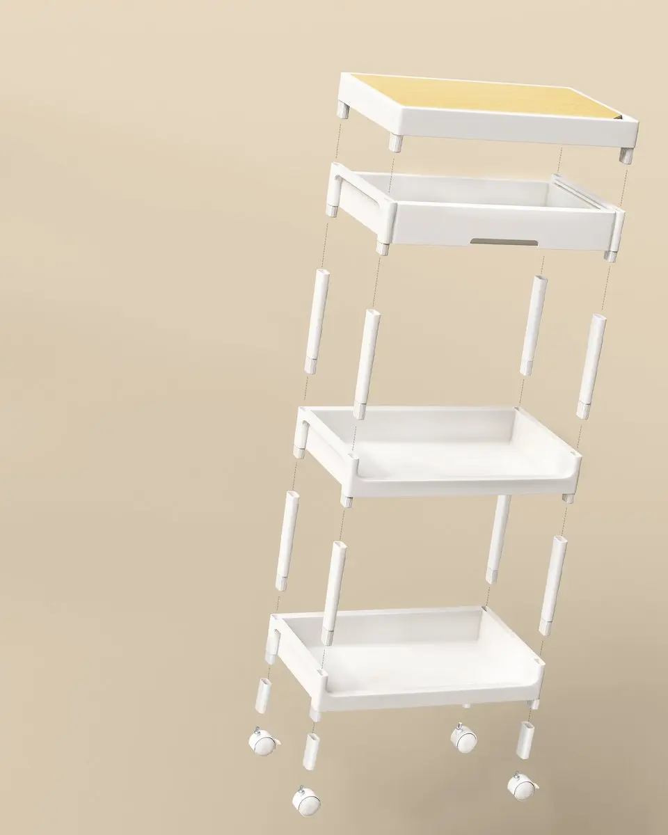 Songmics Serveerwagen 3-laags - Wit/Goud eiken