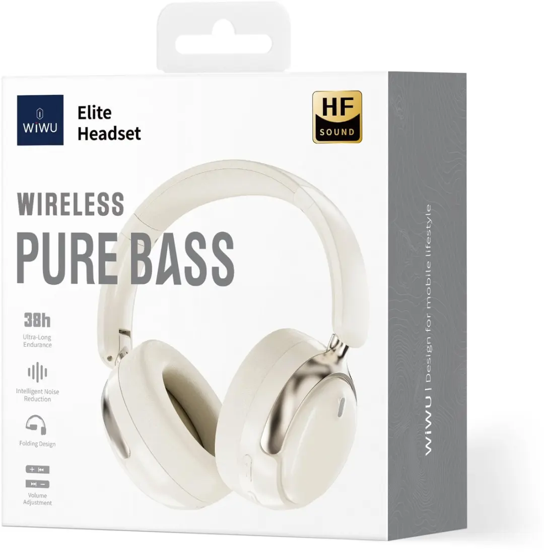 WiWu Elite 14407 Draadloze Over-Ear Koptelefoon - 36 Uur - Beige
