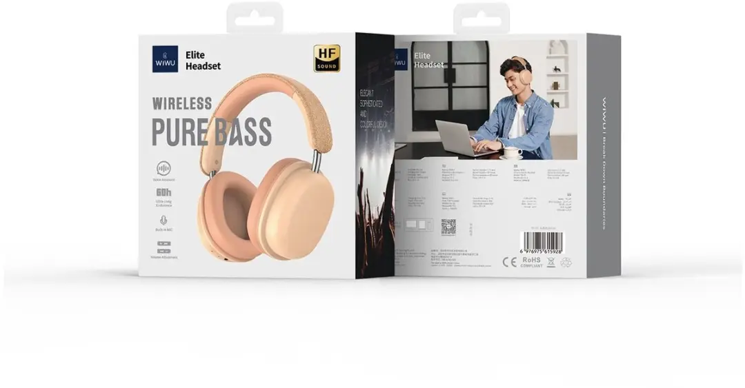 WiWu Elite 14405 Draadloze Over-Ear Koptelefoon - Bluetooth 5.3 - 60 Uur - Khaki