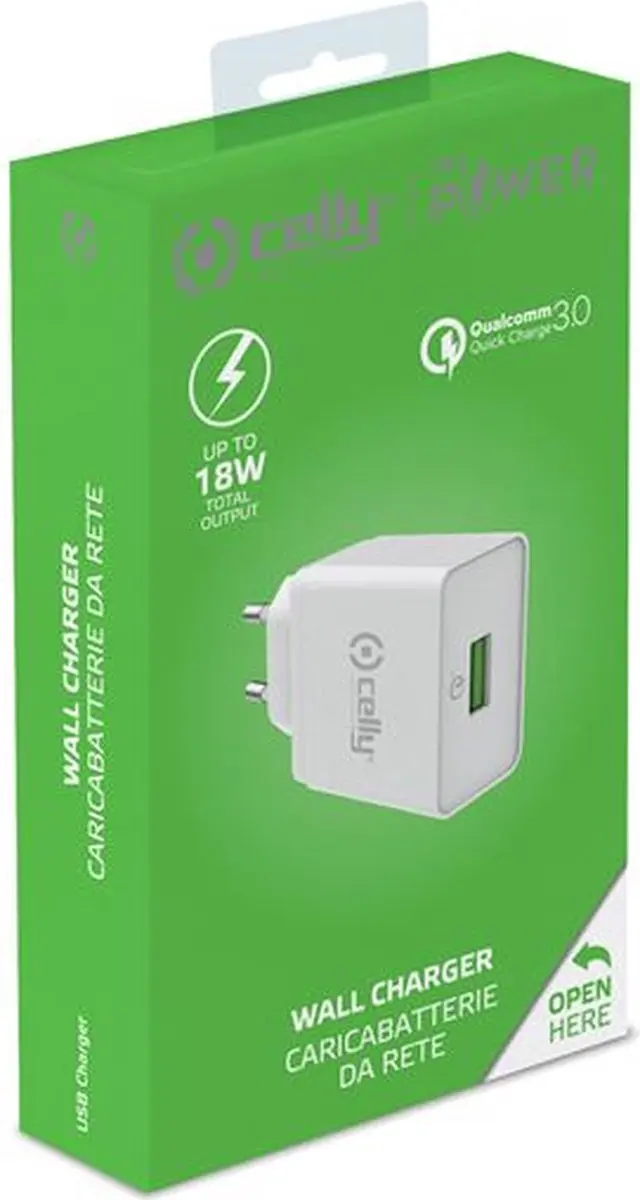 Celly Wandlader USB Pro Power 18W - Wit