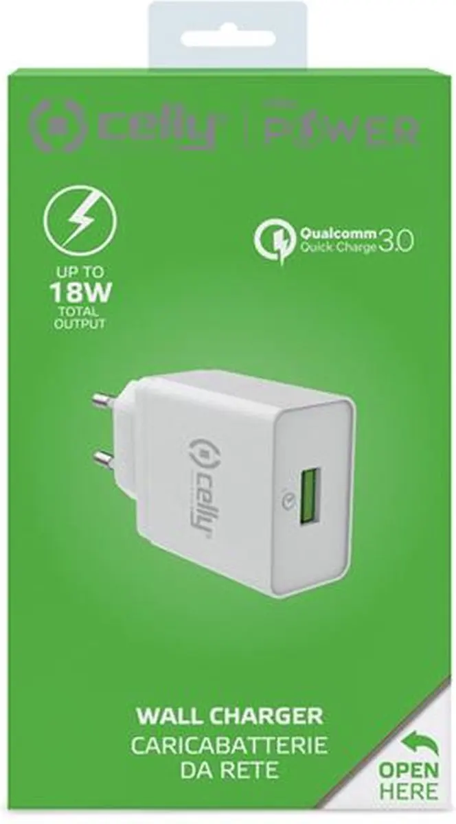 Celly Wandlader USB Pro Power 18W - Wit