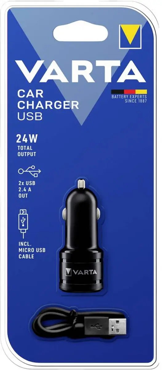 Varta 57931 USB Oplader Auto - 17W - 2x USB - Zwart
