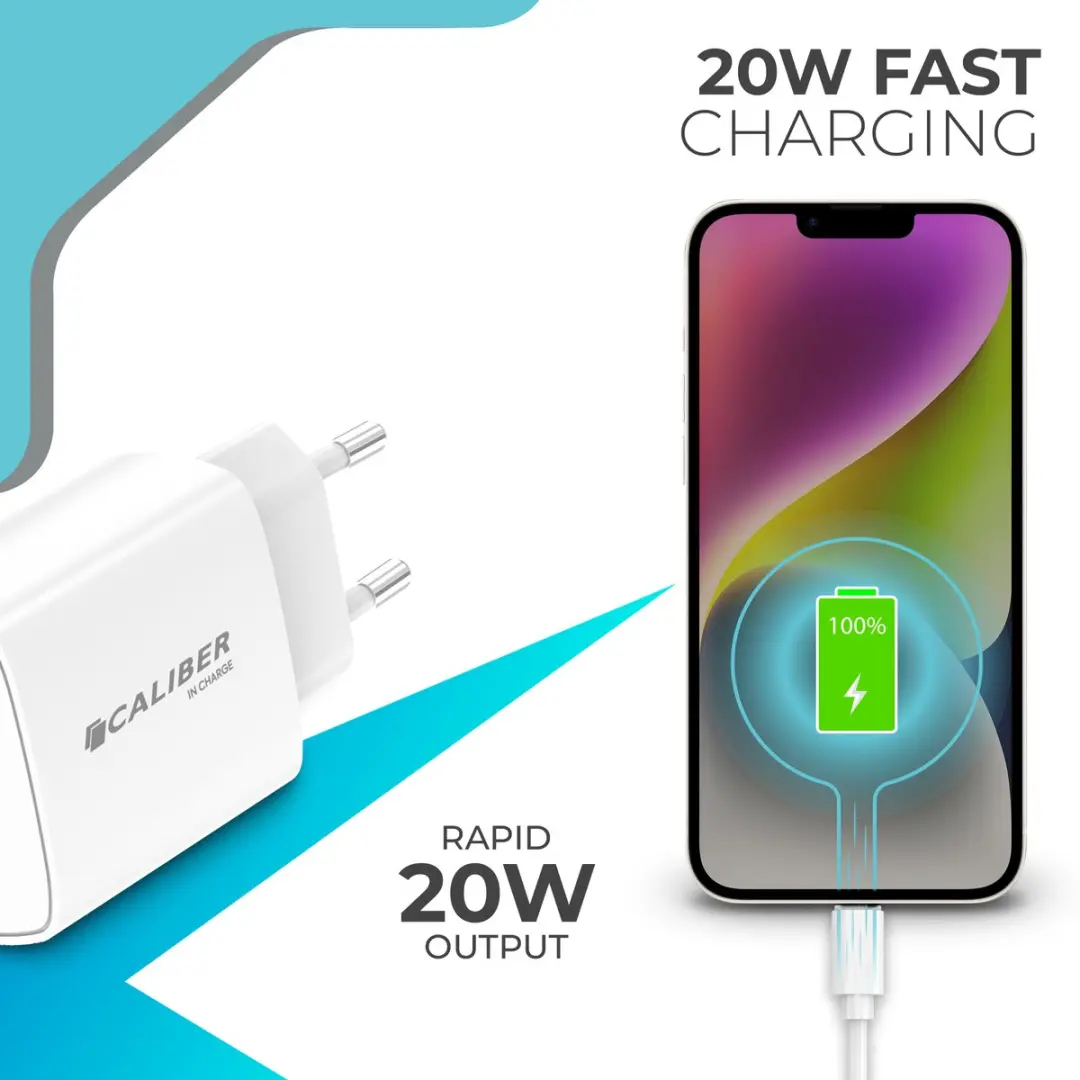 Caliber PSPQ-20CLW USB C Adapter 20W - Wit - afbeelding 6 van 6