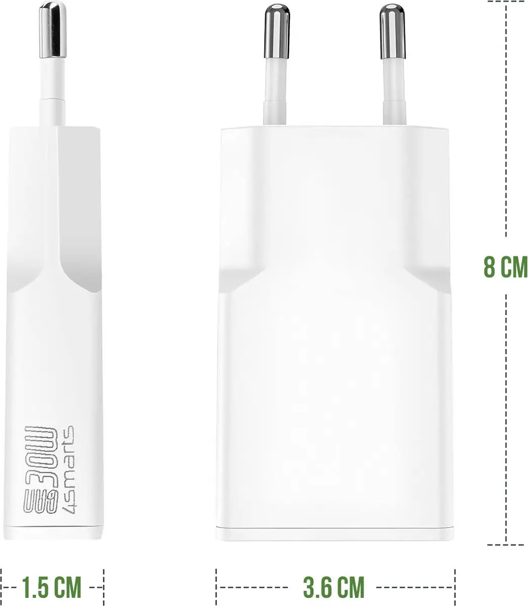 4Smarts 541124 USB-C Oplader 30W - Wit - afbeelding 3 van 6