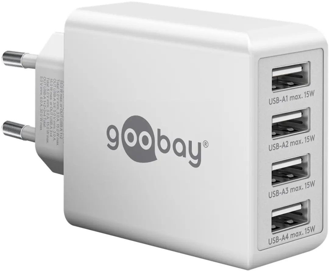 Goobay 44962 USB Thuislader 4 Poorten 30W