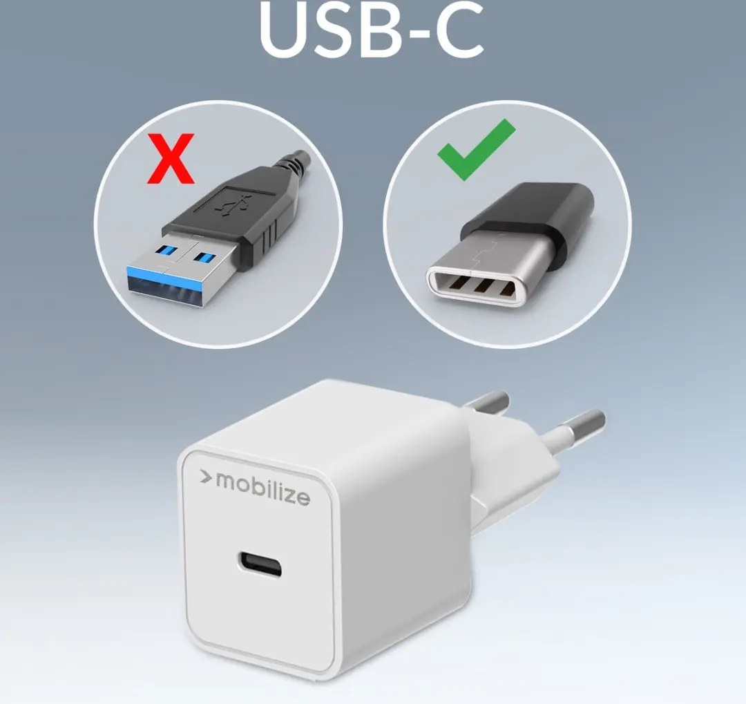 Mobilize Single USB-C Oplader Apple Lightning 1m 20W - Wit