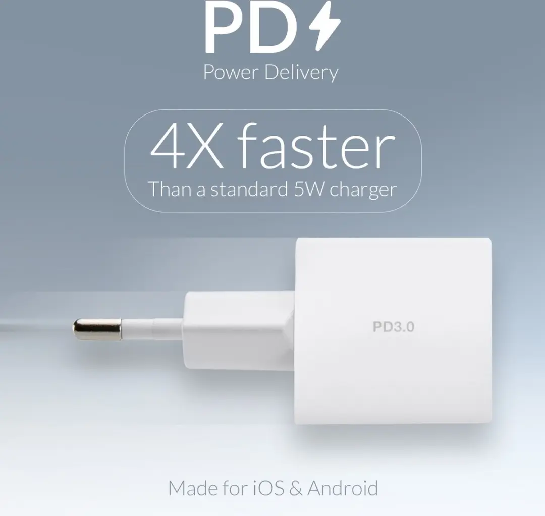Mobilize Single USB-C Oplader Apple Lightning 1m 20W - Wit
