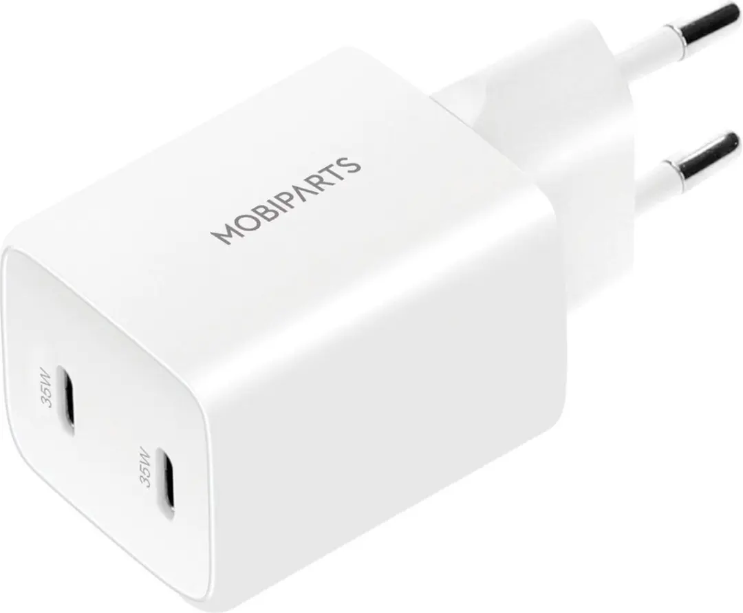 Mobiparts MP-124720 GaN USB-C Snellader 35W - 2x USB-C - Wit