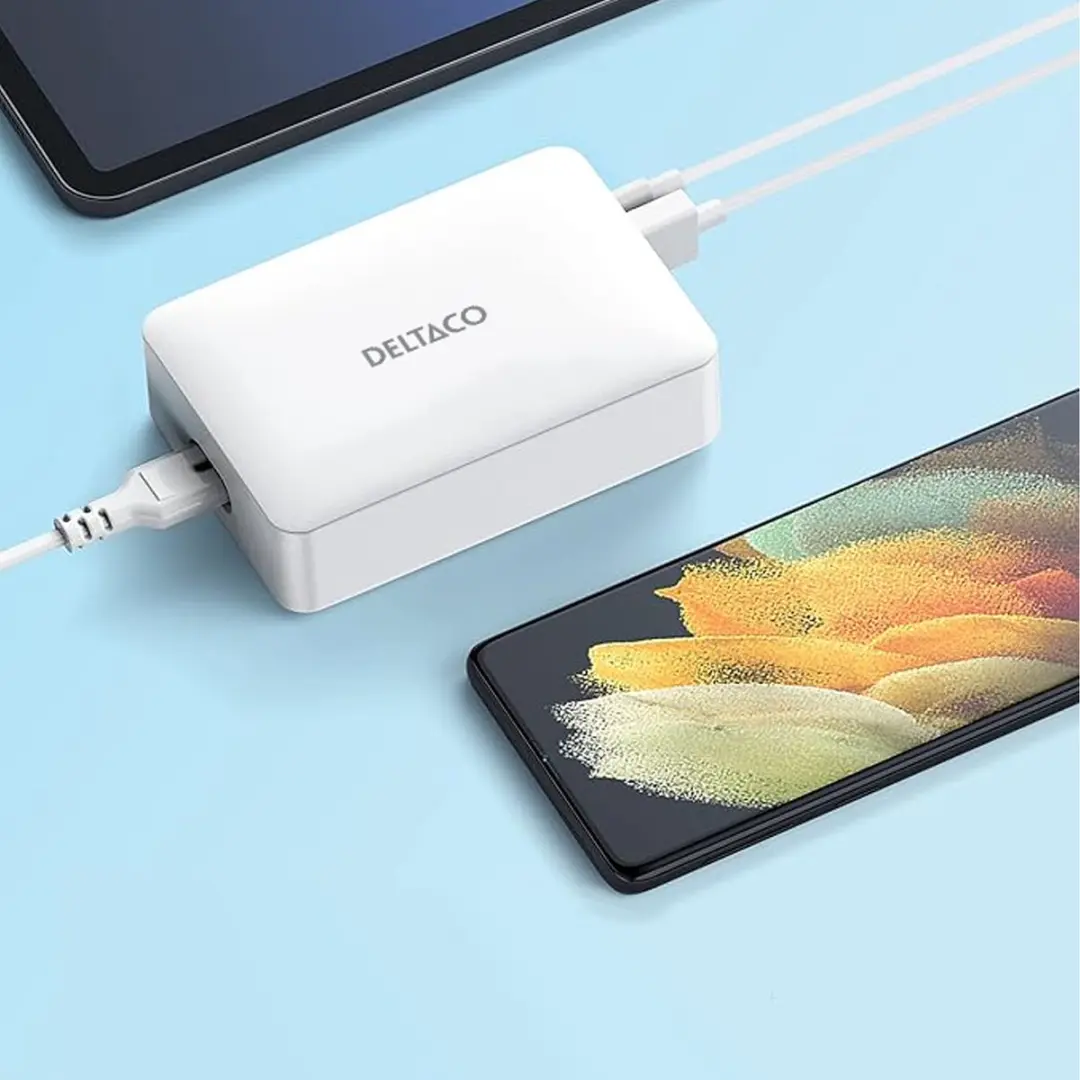 Deltaco USBC-MO100 USB Oplaadstation 60W - 6 Poorten - Wit