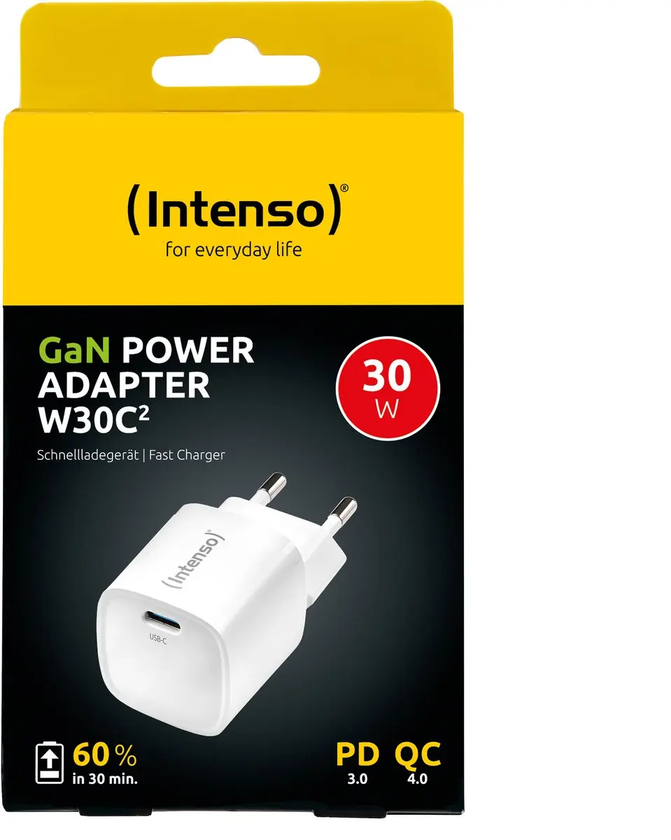 Intenso W30C² GaN Universeel Oplader 30W - Wit