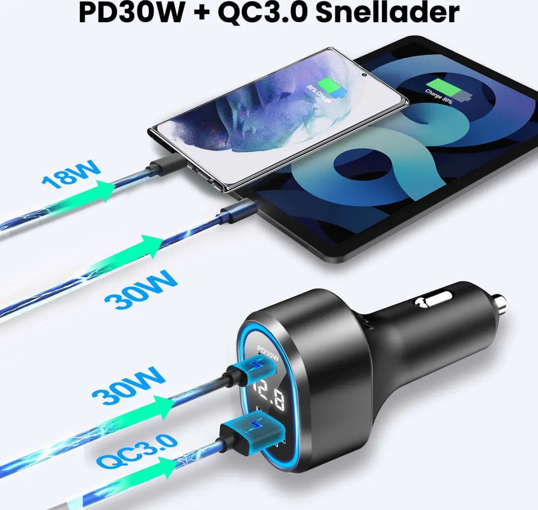 Caliber PS24 Autolader 48W - 3x USB - 12/24V - LED-meter - afbeelding 6 van 6