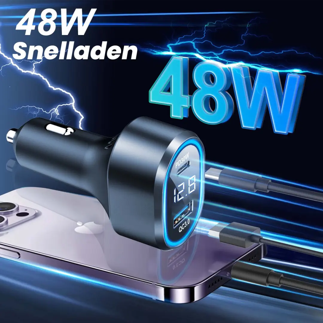 Caliber PS24 Autolader 48W - 3x USB - 12/24V - LED-meter