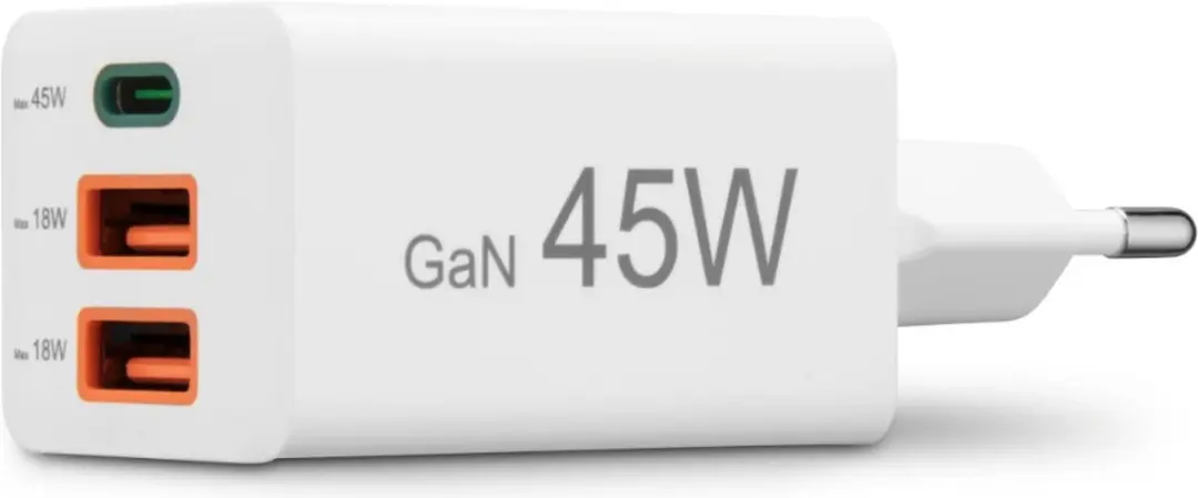 Hama 45W GaN Snellader - 1x USB-C PD, 2x USB-A QC - Wit
