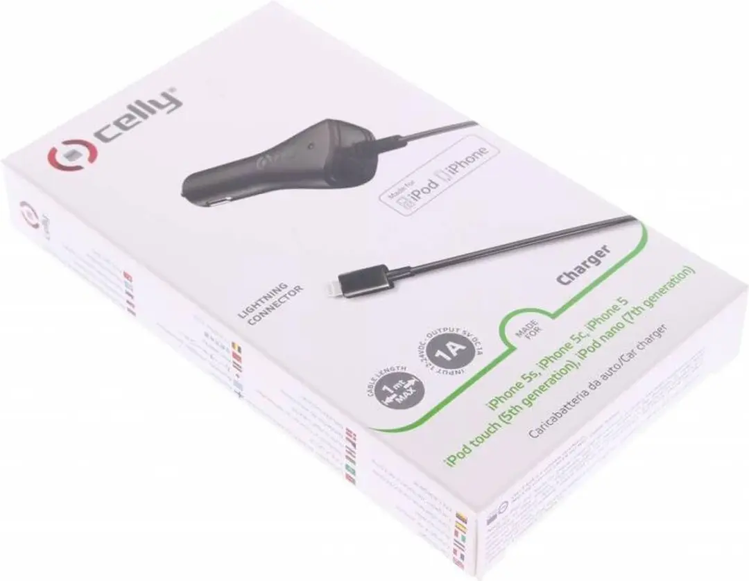 Celly Lightning 1A Autolader 5W - iPhone - Zwart