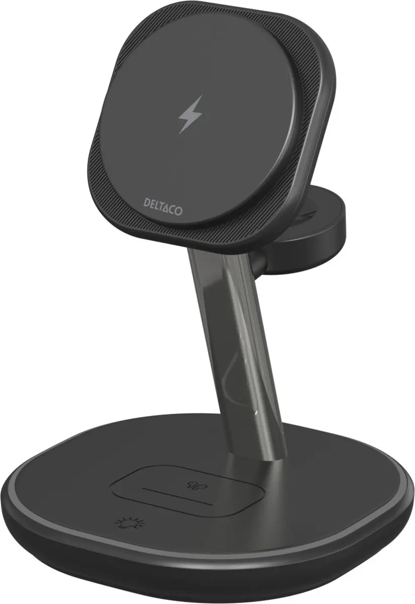 Deltaco 1902906 3-in-1 Draadloze Oplaadstandaard - 22.5W - Zwart