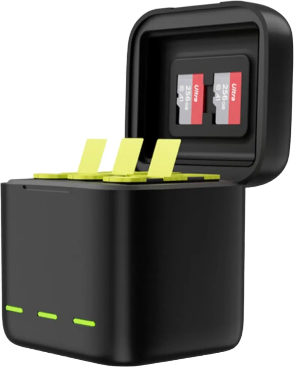 Telesin Oplaadbox GP-BNC-902-B voor GoPro - 3x 1750mAh Batterijen - Zwart