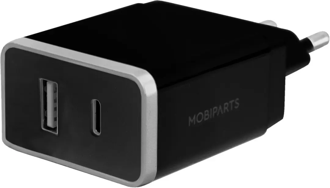 Mobiparts MP-111674 Oplader Dual USB/USB-C 12W - 1m - Zwart